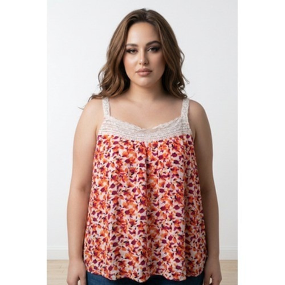 Torrid Tank Top Women 4 Multicolor Floral Lace Cami Boho Summer Flowy Plus